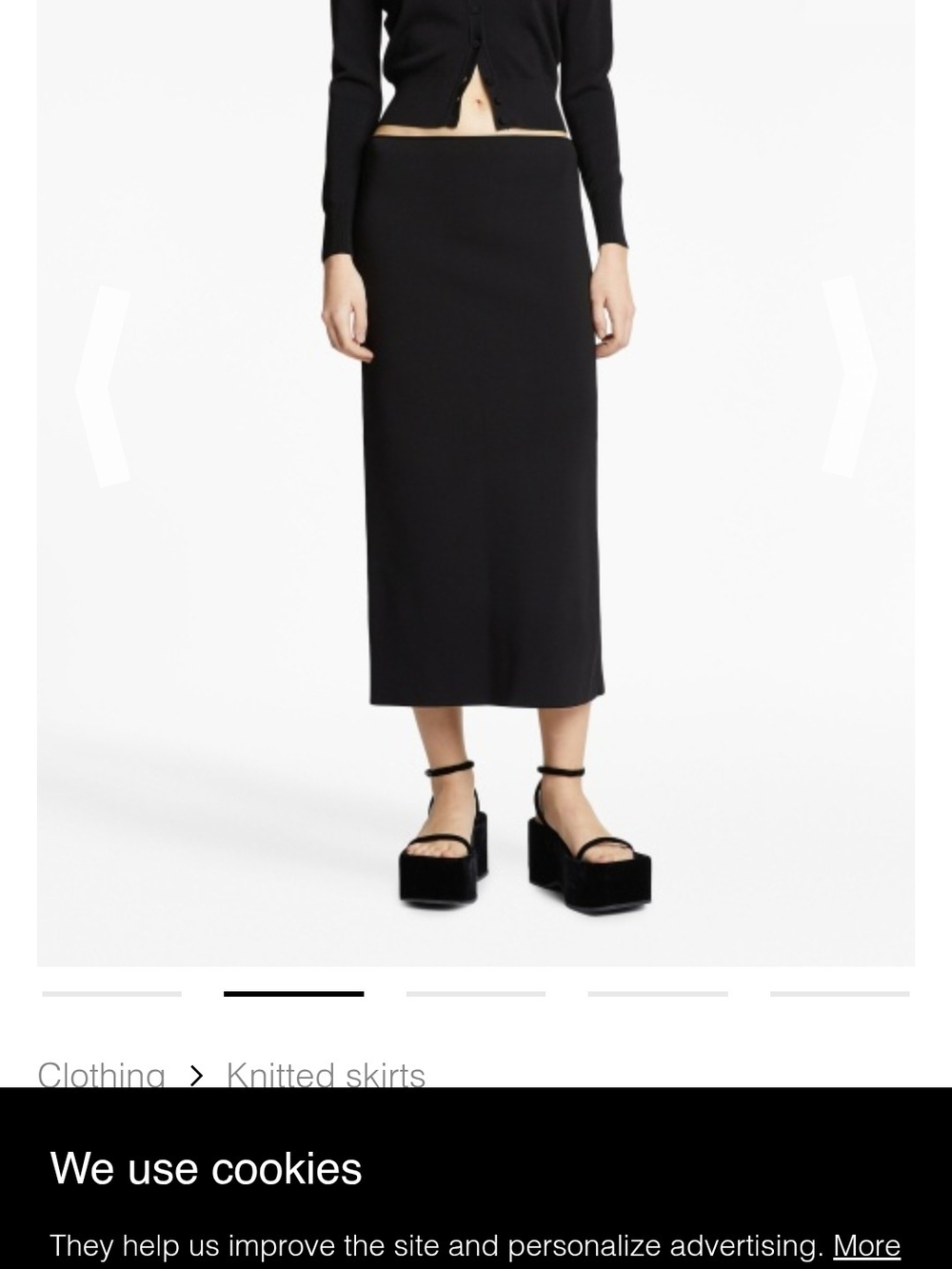 Proenza Schouler Black Midi Knit Skirt, Size L